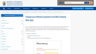 Change your Network password via OWA - Massey University