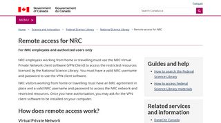 Remote access for NRC - Canada.ca
