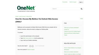 How do I access my mailbox via Outlook Web Access (OWA)? – OneNet