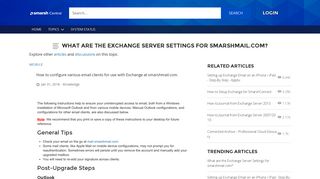 What are the Exchange Server Settings for smarshmail.com?
