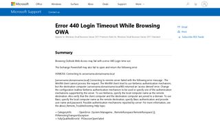 Error 440 Login Timeout While Browsing OWA - Microsoft Support