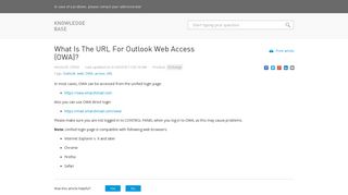 What Is The URL For Outlook Web Access (OWA)? - Knowledge Base