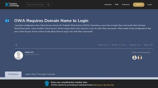 OWA Requires Domain Name to Login - Experts Exchange