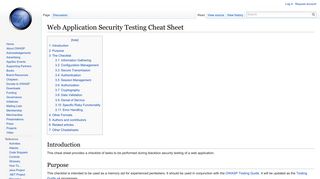 Web Application Security Testing Cheat Sheet - OWASP
