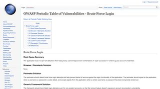 OWASP Periodic Table of Vulnerabilities - Brute Force Login - OWASP