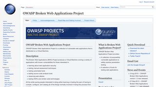 OWASP Broken Web Applications Project - OWASP
