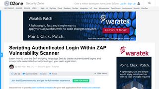 Scripting Authenticated Login Within ZAP Vulnerability Scanner - DZone