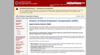 Agency Query System (AQS) - Division of Federal Employees ...