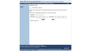 Web Bill Processing Portal - Claimant Log In - OWCP.dol.acs-inc.com