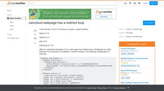owncloud webpage has a redirect loop - Stack Overflow