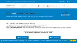 Free Nextcloud service - OwnCube - Open Source Cloud hosting ...