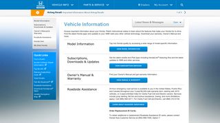 Honda Vehicle Information | Honda Owners Site