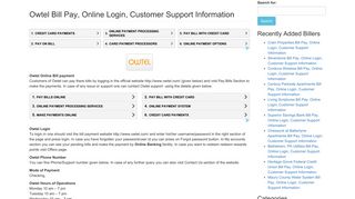 Owtel Bill Pay, Online Login, Customer Support Information