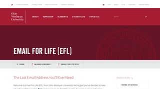 Email for Life (EFL) | Ohio Wesleyan University