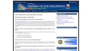 OEC Frequently Asked Questions (FAQs) : Embassy of the Philippines ...
