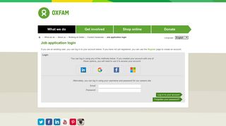Oxfam - Job application login