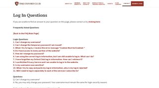 Log In Questions | The Oxford Club