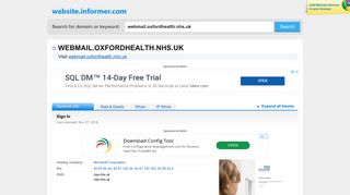 webmail.oxfordhealth.nhs.uk at Website Informer. Sign In. Visit ...