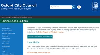 Choice Based Lettings - Oxford City Council