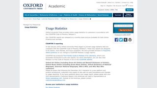 Usage Statistics - Oxford University Press