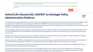 Oxford Life Chooses EXL LifePRO® as Strategic Policy Administration ...