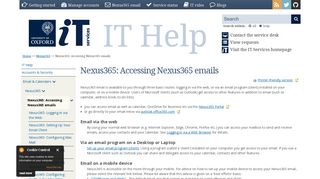 Nexus365: Accessing emails | IT Services Help ... - University of Oxford