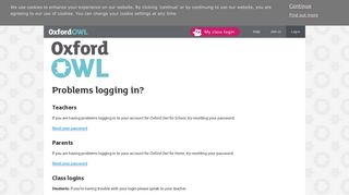 Problems Logging in - Oxford Owl