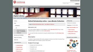 Oxford Scholarship online - Law eBooks Collection — University of ...