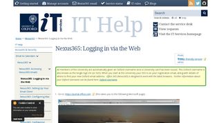 Nexus365: Logging in via the web | IT Services ... - University of Oxford