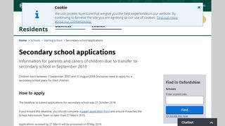 Secondary school applications | Oxfordshire County Council