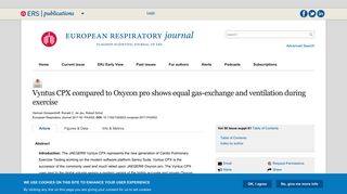 Vyntus CPX compared to Oxycon pro shows equal gas-exchange and ...