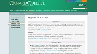 Register for Classes | Oxnard College