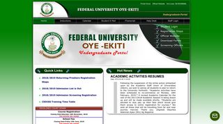 .: Undergraduate Portal || Federal University Oye - Ekiti