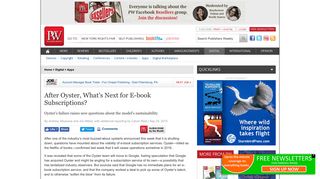 After Oyster, What's Next for E-book Subscriptions? - Publishers Weekly