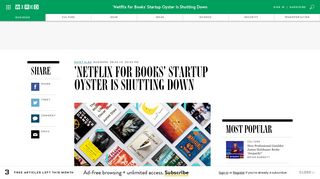 'Netflix for Books' Startup Oyster Is Shutting Down | WIRED