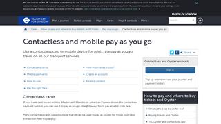 Contactless and mobile pay as you go - Transport for London - TfL