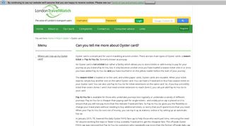 Can you tell me more about Oyster card? - London TravelWatch