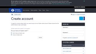 Oyster online - Transport for London - Create account