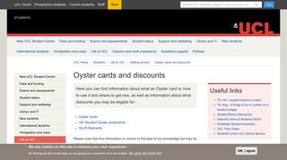 Oyster cards and discounts | Students - UCL - London's Global ...