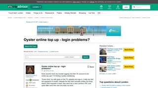 Oyster online top up - login problems? - London Message Board ...