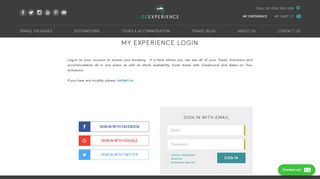 My Experience - Sign-In | Oz Experience