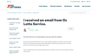I received an email from Oz Lotto Service. – Oz Lotteries Support | Oz ...