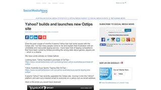 Yahoo7 builds and launches new Oztips site