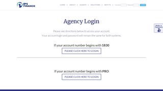 Agency Login | P1 Finance