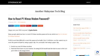How to Reset P1 Wimax Modem Password? - CypherHackz.Net