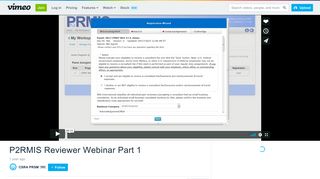 P2RMIS Reviewer Webinar Part 1 on Vimeo