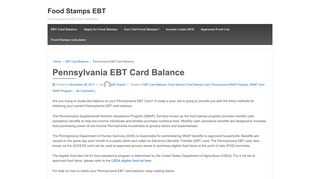 Pennsylvania EBT Card Balance - Food Stamps EBT