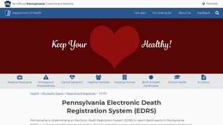 EDRS - Pennsylvania Department of Health - PA.gov