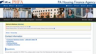 Contact Information - PHFA