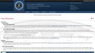 Case Information - Pennsylvania's Unified Judicial System